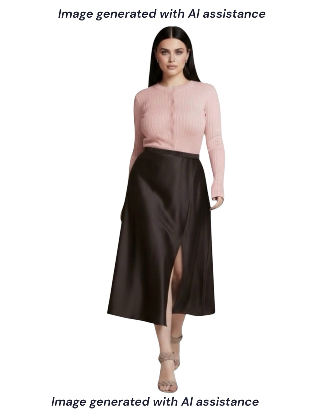 11 Honore size 18 black satin Anita faux wrap midi skirt